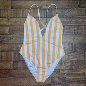 Plus Size Striped One-Piece Swimsuit